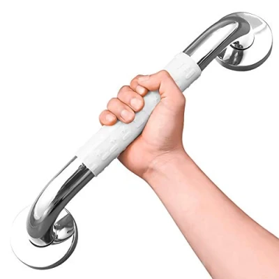 Afbeelding van Badkuipgreep, 30 cm wit antislip greepstang badkamer voor en douche wandgreep van roestvrij staal &amp; nylon veiligheidsgrepen, senioren