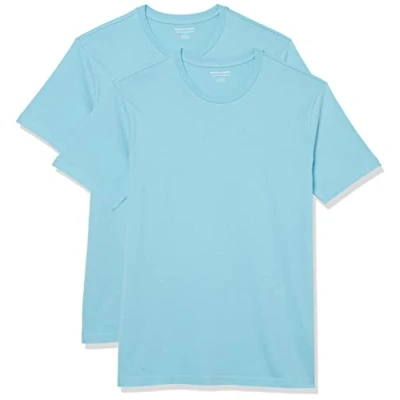 Afbeelding van Amazon Essentials Heren Slim Fit T shirt met korte mouwen en ronde hals, 2 stuks, lichtblauw, XS
