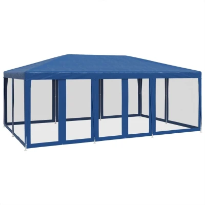 Afbeelding van Partytent met 10 mesh zijwanden 6x4 m HDPE blauw
