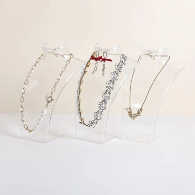Afbeelding van GemeShou acryl sieraden displaystandaard voor kettingen en oorbellen, transparante kettinghouder te koop, 3D mannequinhouder [acryl buste set van 3]