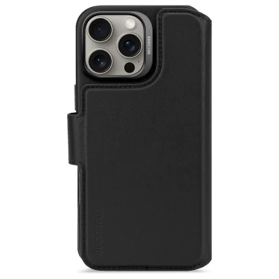 Afbeelding van Apple iPhone 16 Pro Max MagSafe Hoesje Echt leder Decoded Bookcase/2 in 1 Case Zwart Telefoonhoesje