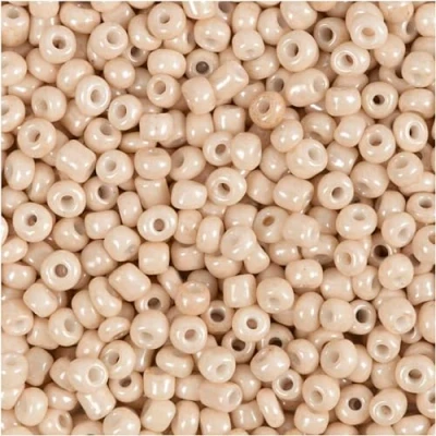 Afbeelding van Rocailles, beige, d 3 mm, afm 8/0 , gatgrootte 0,6 1,0 25 gr/ 1 doos