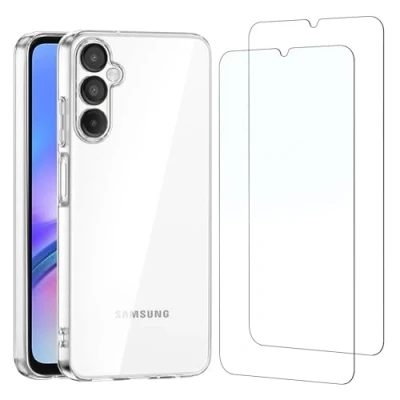 Afbeelding van NEW&#039;C Hoesje voor Samsung Galaxy A05s Extreem Transparante Siliconen Soft TPU Gel en 2x Screen Protector Gehard Glass Schermbeschermer