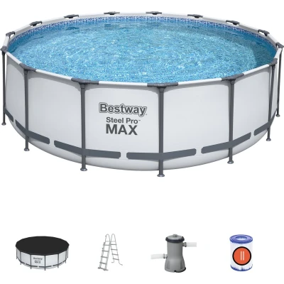 Afbeelding van Bestway Steel Pro MAX Opzetzwembad inclusief filterpomp en accessoires 457x122 cm Rond