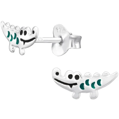 Afbeelding van JoyS Zilveren krokodil oorbellen 10 x 4.5 mm sterling zilver 925 kinderoorbellen
