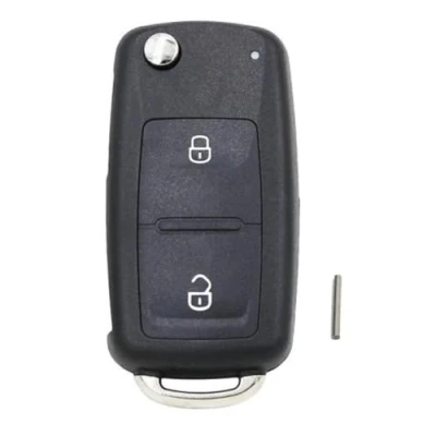 Afbeelding van 2 knops flip autosleutel afstandsbediening voor VW Volkswagen Transporter T5 T6 Polo Golf Mk6 met ongeslepen sleutelbit (zonder transponder en batterij)