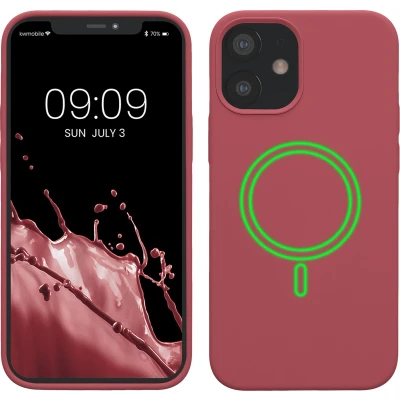 Afbeelding van kwmobile telefoonhoesje geschikt voor Apple iPhone 12 mini Hoesje met magneet compatibel MagSafe Smartphone case in donkerroze