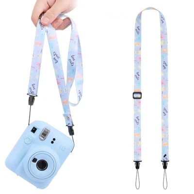 Afbeelding van VOVMOEYA Kindercamerariem, kindercamera Draagriem, Leuke riem voor Compatibel met Fujifilm Instax Mini 12/11/9/8/7+ Polaroid Camerariem Blauw