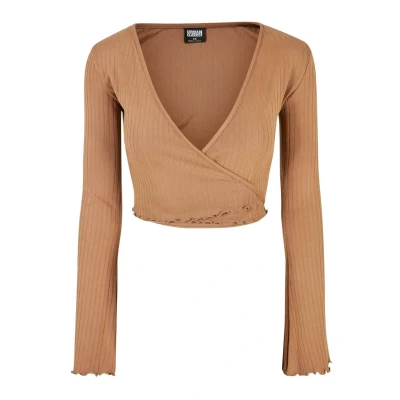 Afbeelding van Urban Classics Cropped Wrapped Longsleeve, Dames, Maat: 4XL, Darktaupe