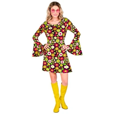 Afbeelding van Widmann Kostuum jaren 60 jurk, hippie, reggae, Flower Power, Disco Fever, Schlagermove