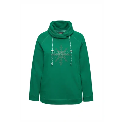 Afbeelding van Ulla Popken LONG Sleeve Standup Collar Snowflake Sweater, Dames, Maat: 42/44, Meadow green