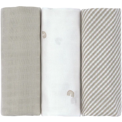 Afbeelding van LÄSSIG Swaddle &amp; Burp 3 pack mousseline doeken L Rainbow