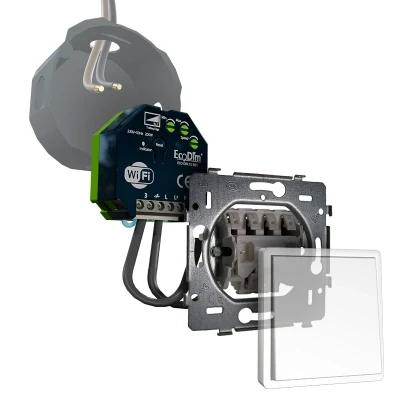 Afbeelding van Niko led tastdimmer WiFi 0 200W, inbouw, kleine inbouwdiepte, 2 draads en 3 draads, ECO DIM.10 + pulsdrukker