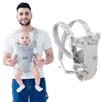 Afbeelding van IULONEE Draagzak Ergonomisch Multifunctioneel Draagdoek Lichtgewicht Ademend voor Baby&#039;s van 3 36 Maanden (Minder dan 20kg) (Grijs)
