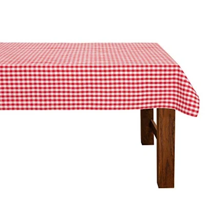 Afbeelding van FILU tafelkleed 140 x 220 cm rood/wit geruit (kleur en grootte naar keuze) hoogwaardig vervaardigd van 100% katoen