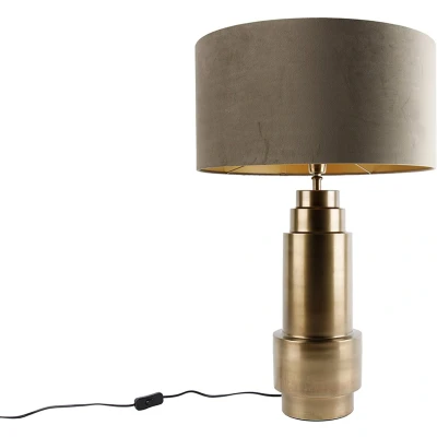 Afbeelding van QAZQA bruut Art Deco Tafellamp 1 lichts H 77 cm Taupe Woonkamer Slaapkamer Keuken