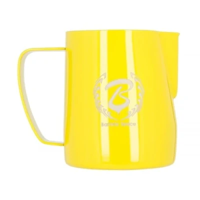 Afbeelding van Barista Space Gepolijst Silver Milk Jug, optimaal voor latte art, met nauwkeurige schenktuit, licht en handig, aanbevolen door wereldkampioenen, zilvergeel, 350 ml
