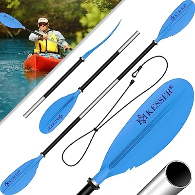 Afbeelding van KESSER® Paddle dubbele peddel, 4 delig voor kano, kajakken, SUP, stand up paddling board, steekpeddel, 228 cm aluminium, super licht opblaasbare boot, surfboard boot