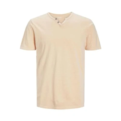 Afbeelding van Jack &amp; Jones Esplit NECK NOOS Tshirt basic, Heren, Maat: Small, Apricot ice