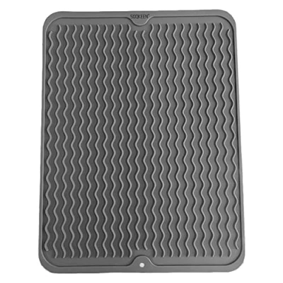 Afbeelding van SOQKEEN siliconen afvoermat 40 x 30 cm (40 cm), opvouwbare droogmat, hittebestendige mat, gootsteenbeschermer, antislip afdruipplaatmat, grijze afdruiprek mat voor aanrecht
