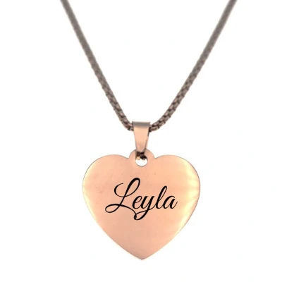 Afbeelding van Ketting Hart Met Naam Leyla Rosegoud