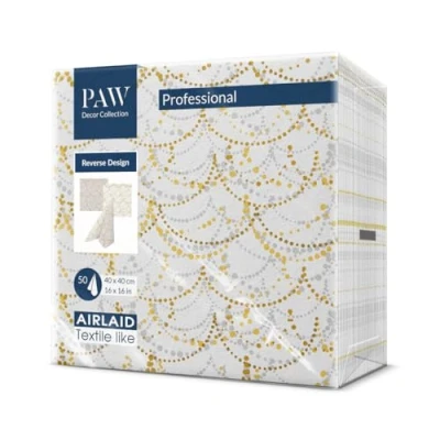 Afbeelding van PAW Airlaid Servetten (40 x 40 cm) I 50 Stuks Ideaal voor Bruiloft, Doop, Communie, Verjaardag Hoogwaardige Tafeldecoratie Stoffen Stofachtig Engelenveren