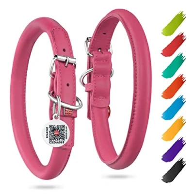 Afbeelding van Gerolde lederen halsband voor kleine honden zachte gewatteerde halsbanden middelgrote puppyhalsbanden met grote rassen mannelijke en vrouwelijke