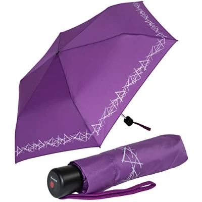 Afbeelding van Knirps 4Kids opvouwbare kinderparaplu met reflecterende rand, lila, 90 cm, zakparaplu handopener