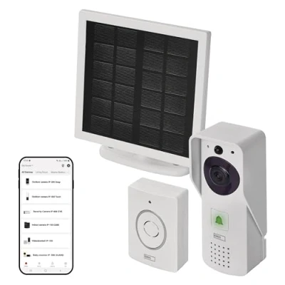 Afbeelding van EMOS GoSmart Video deurbel IP 09D DC met wifi en app, draadloze Smart Home videobel 1080p camera, bel zonnepaneel, deurslot bediening, compatibel Alexa, Google Assistant