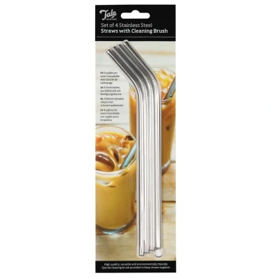 Afbeelding van Tala Rietjes RVS met Borstel Set/4
