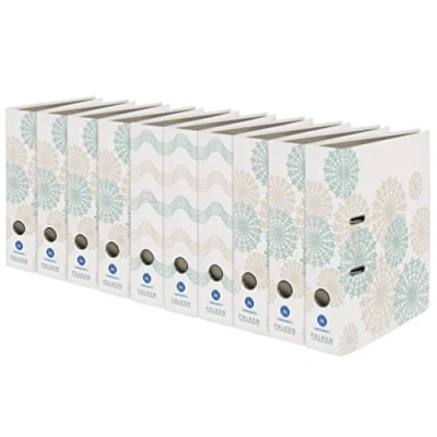 Afbeelding van Origineel Falken 10 stuks motiefmap Pure Green. Made in Germany. 8 cm breed DIN A4 geassorteerde kleuren golf &amp; cirkel Blauwe Engel dossiermap briefmap kantoormap kartonnen map