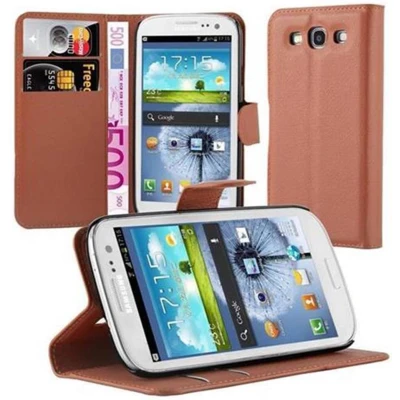 Afbeelding van Cadorabo Hoesje geschikt voor Samsung Galaxy S3 / NEO in CHOCOLADE BRUIN Beschermhoes Cover magnetische sluiting