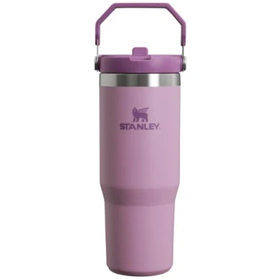 Afbeelding van Stanley IceFlow Roestvrijstalen drinkfles, vacuüm geïsoleerde waterfles voor thuis, kantoor of auto, herbruikbare beker met rietje, lekbestendig, 12 uur koud 2 dagen ijskoud, lila, 0,89 l