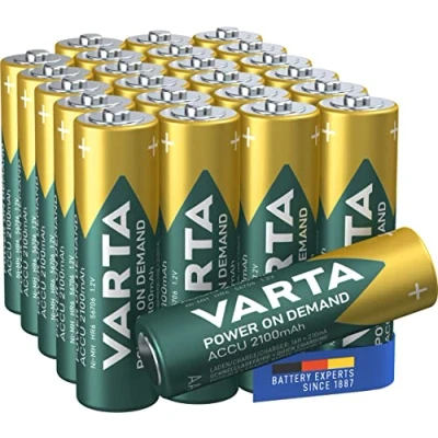Afbeelding van VARTA Batterijen AA, oplaadbar, verpakking van 24, Recharge Accu Power on Demand, oplaadbare batterij, 2100 mAh Ni MH, zonder memory effect, voorgeladen, gebruiksklaar [Exclusief bij Amazon]