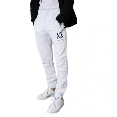 Afbeelding van Armani Exchange heren Slim fit cropped joggingbroek met logoborduring in de kleur Wit, maat: XS