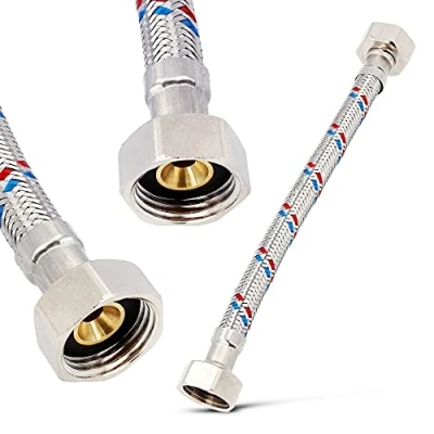 Afbeelding van DIAMOND® sanitaire aansluitslang 300 mm lengte flexibele pantserslang 1/2 inch x wartelmoer DN8 slang verbindingsslang roestvrij staal drinkwaterslang