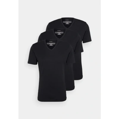 Afbeelding van Calvin Klein T shirts met korte mouwen voor heren, verpakking van 3 V hals, zwart (zwart, zwart, zwart), S