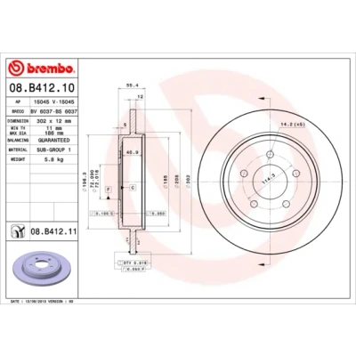 Afbeelding van Brembo Remschijf 08.B412.11