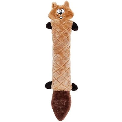 Afbeelding van ZippyPaws Jigglerz Tough piepende pluche hondenspeelgoed zonder vulling met kreukelkop en staart Chipmunk