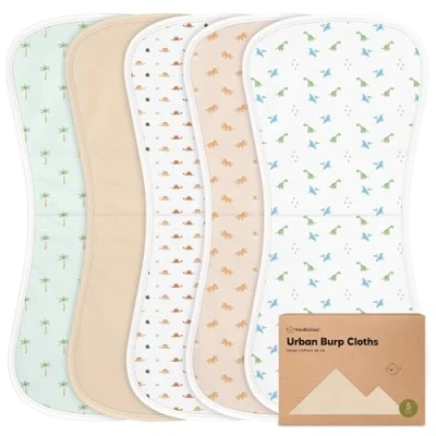 Afbeelding van KeaBabies Biologische Spuugdoeken voor Baby&#039;s, Jongens en Meisjes, Verpakking van 5 Stuks Ultra Absorberende Moltondoeken Uniseks (Roarsome)