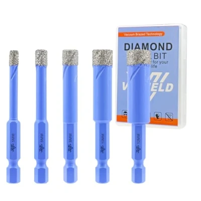 Afbeelding van Diamantboor 5/6/8/10/12 mm, 5 stuks tegelboren voor porselein, keramiek, marmer, graniet, zeshoekige snelwisselkoppeling met tas