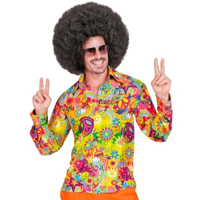 Afbeelding van Widmann Jaren 60 overhemd voor heren, hippie, reggae, Flower Power, Disco Fever, Schlagermove
