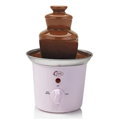 Afbeelding van Bestron ACF300P chocoladefontein met 3 verdiepingen, kleine warmhoudfunctie, kleur: roze, 60 watt