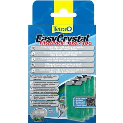 Afbeelding van Tetra EasyCrystal Filter Pack C250/300 filtermateriaal met actieve kool, filterpads voor binnenfilter, geschikt aquaria van 15 60 liter, 3 stuks, groen