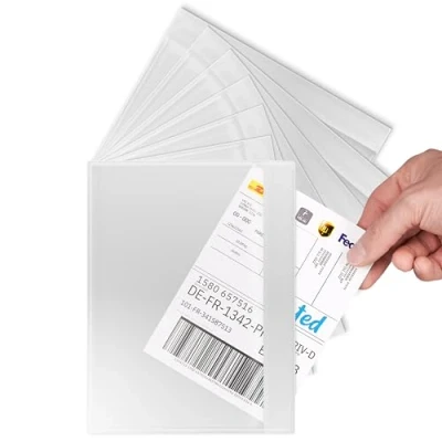 Afbeelding van RAGO® Inpakbonzakjes, zelfklevend, DIN C5 voor A5, transparante verzendzakken pakbonnen en rekeningen, documentvakken met lijm, begeleidende papieren zakken, 50 stuks
