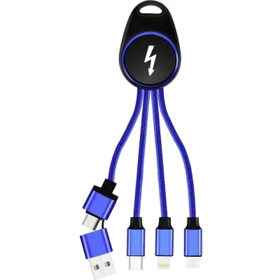 Afbeelding van Smrter USB laadkabel 2.0 Apple Lightning stekker, A C micro B stekker 0.15 m Blauw Aluminium Met OTG functie,