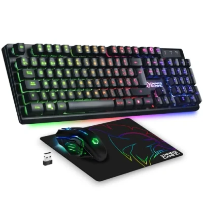 Afbeelding van Empire Gaming Armor RF800 Teclado y Ratón Para Gamers uitbreidbaar QWERTY (lay out español) Con Mouse Pad RGB draadloos 2,4 GHz toetsenbord 4800 DPI PC PS4 PS5 Xbox One/Series Mac