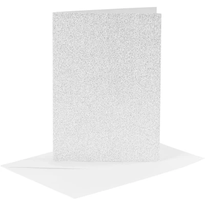 Afbeelding van Glitterkaarten Met Enveloppen 10,5 X 15 Cm 4 Stuks Wit