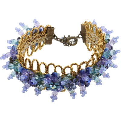 Afbeelding van Behave Blauwe armband met bloemetjes en kraaltjes