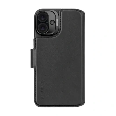 Afbeelding van Apple iPhone 16 Plus MagSafe Hoesje Echt leder Decoded Bookcase/2 in 1 Case Zwart Telefoonhoesje